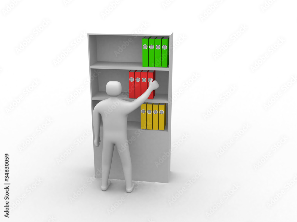 Men with archive from folders on white isolated background Men with archive from folders on white isolated background