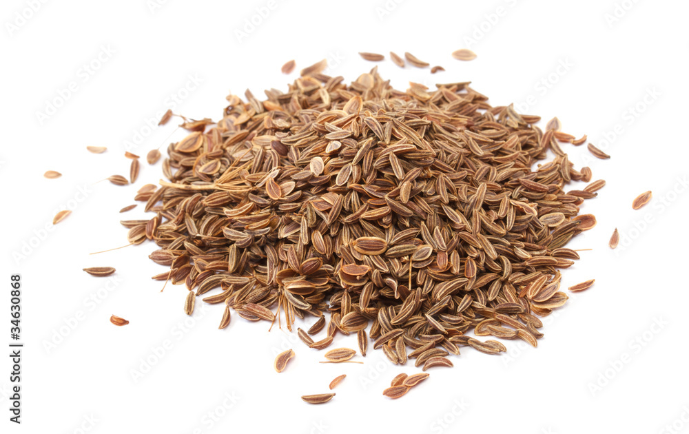 pile dill seeds on white background pile dill seeds on white background