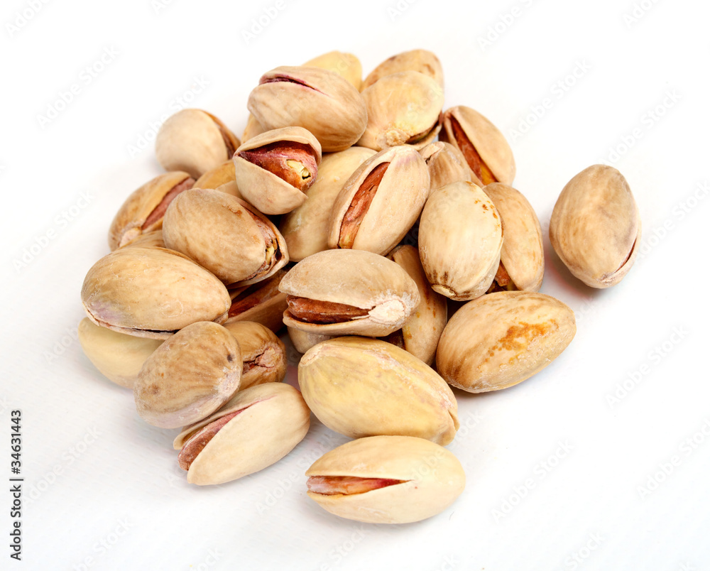 Close-up image of pistachios studio isolated on white background Close-up image of pistachios studio isolated on white background