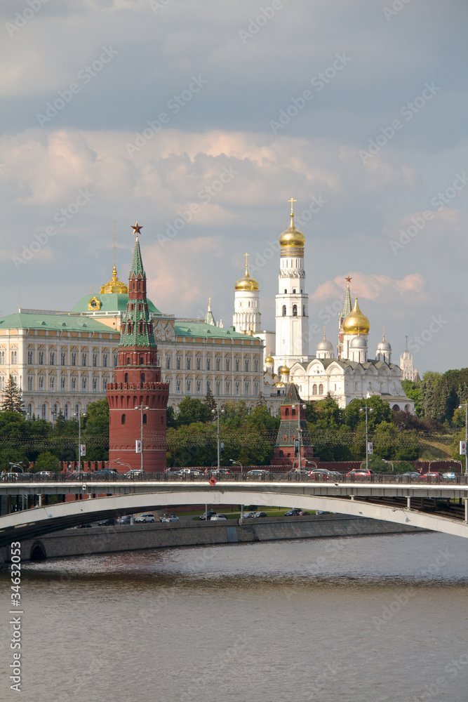 Famous Moscow Kremlin and Moskva river, Russia