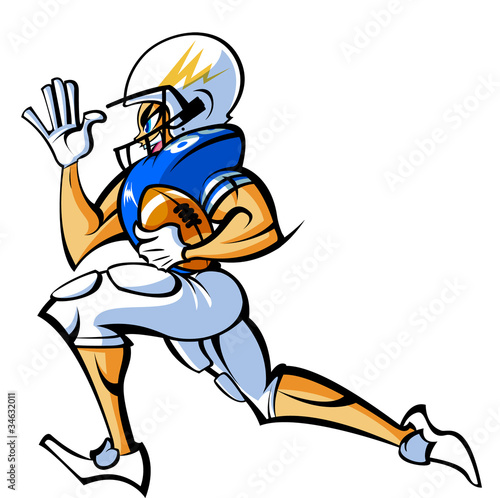 Side view of man holding ball and running