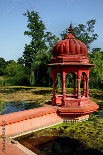 Hindu achitecture, red sanctuary outdoor photo