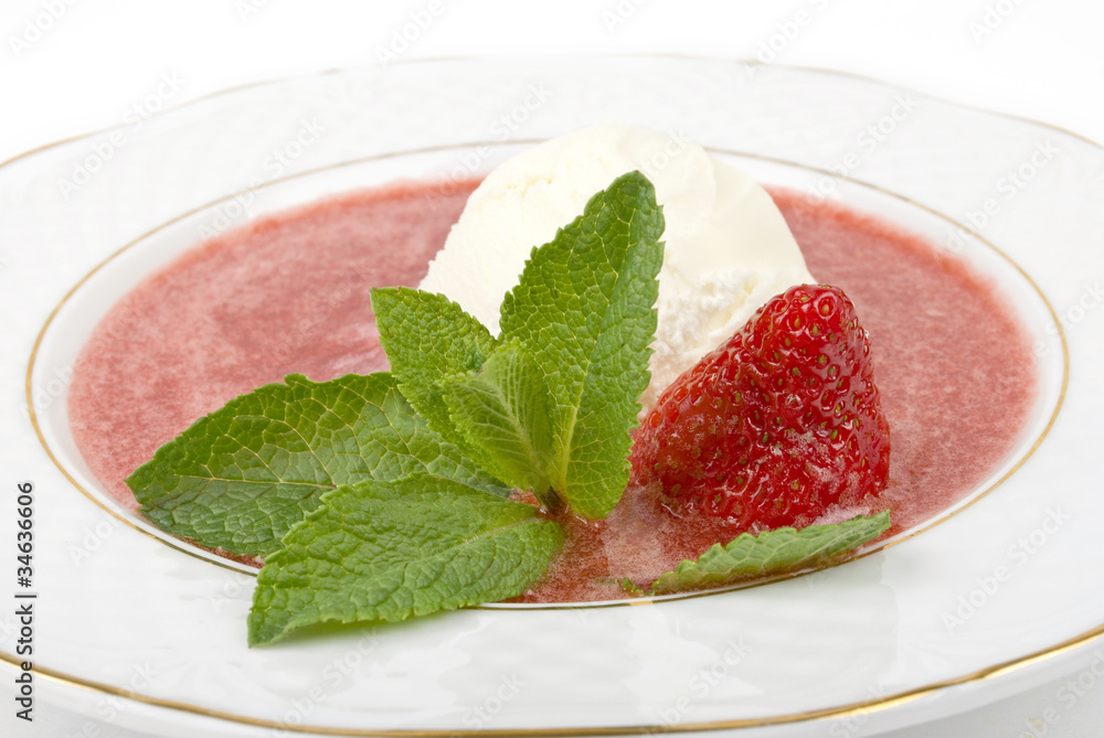 ice cream dessert with strawberries ice cream dessert with strawberries