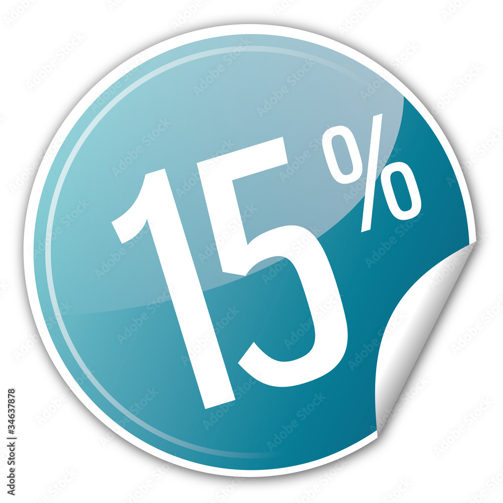 Button Rabatt - bis 15% prozent sparen reduziert blau Button Rabatt - bis 15% prozent sparen reduziert blau