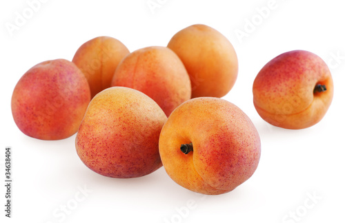 Fresh apricots isolated on white