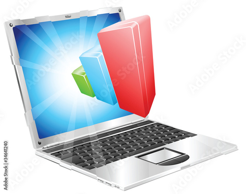 Bar chart graph laptop concept