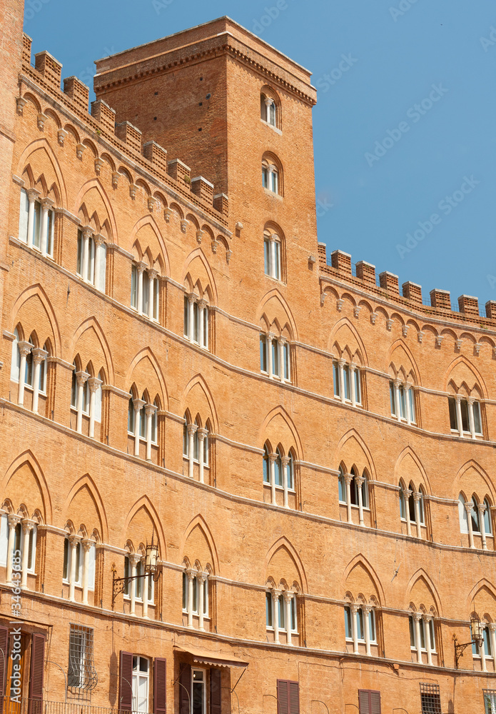 A building on a main square in Siena, Italy, Tuscany