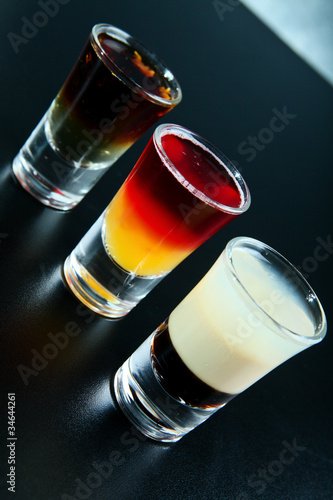 Cocktail shots in a row