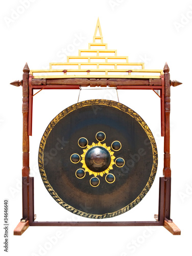 brown gong of thai temple isolated on white background