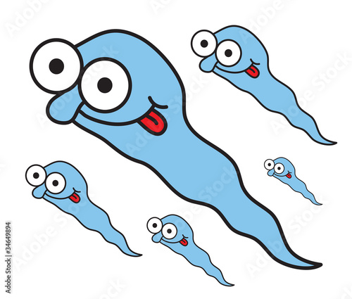 Sperms, funny cartoon illustration.