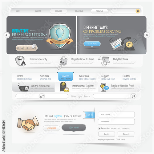 Web site navigation menu pack with icons set