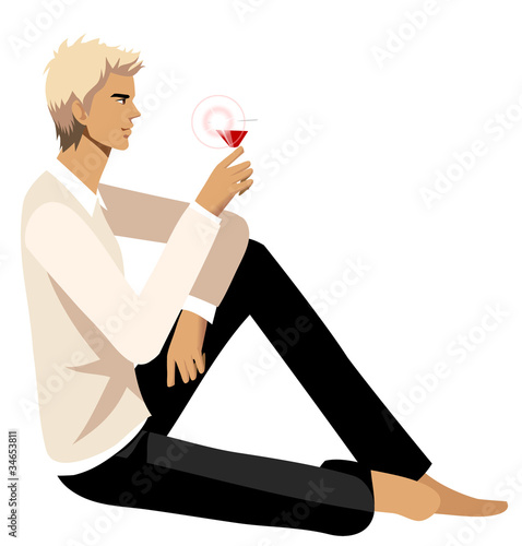 Side view of man holding glass