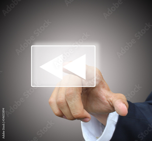 Business hand press previous button
