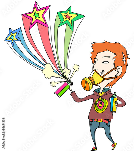 Close-up of boy holding spray