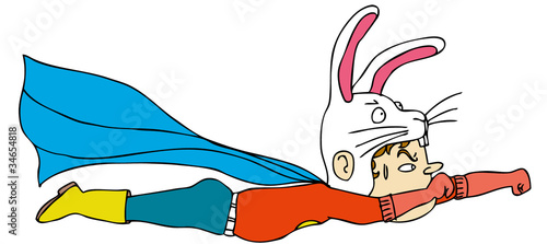 Side view of boy flying