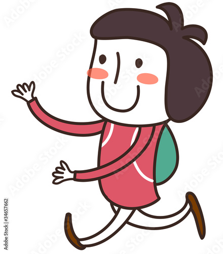 Side view of boy running