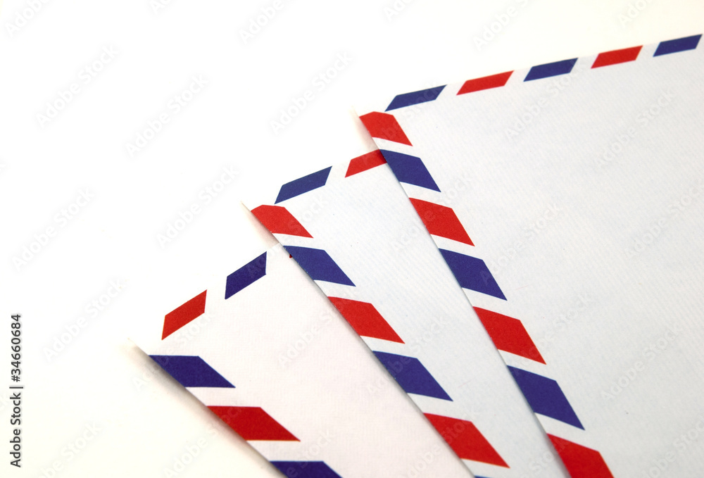 Airmail envelopes with clipping path. Airmail envelopes with clipping path.