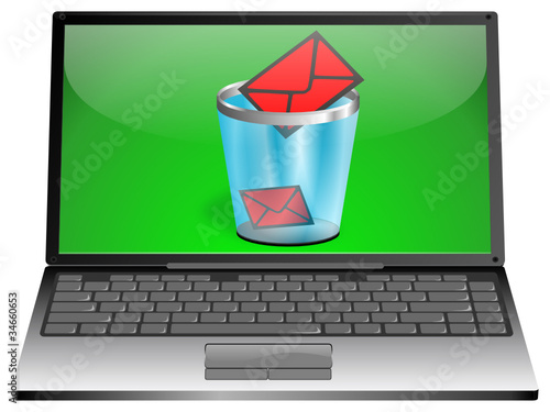 Laptop mit Papierkorb