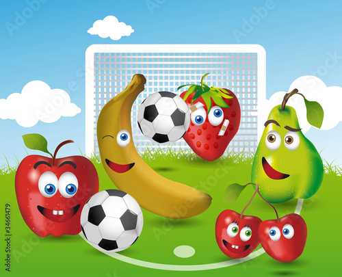 FRUTAS DIVERTIDAS JUGANDO AL FÚTBOL