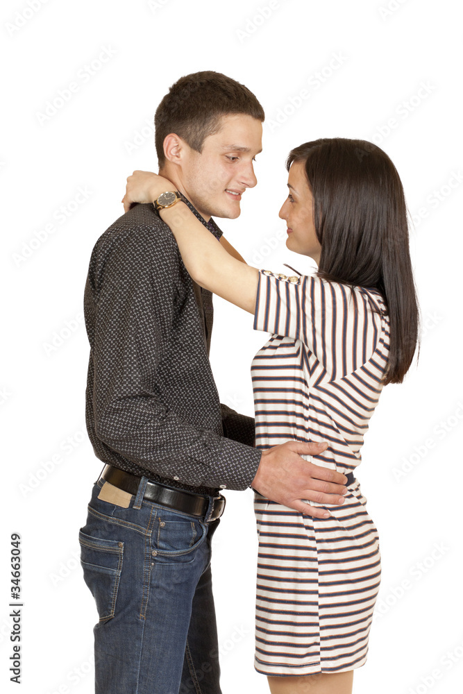 girl guy put his hands on his shoulders girl guy put his hands on his shoulders