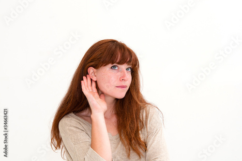 listening young woman