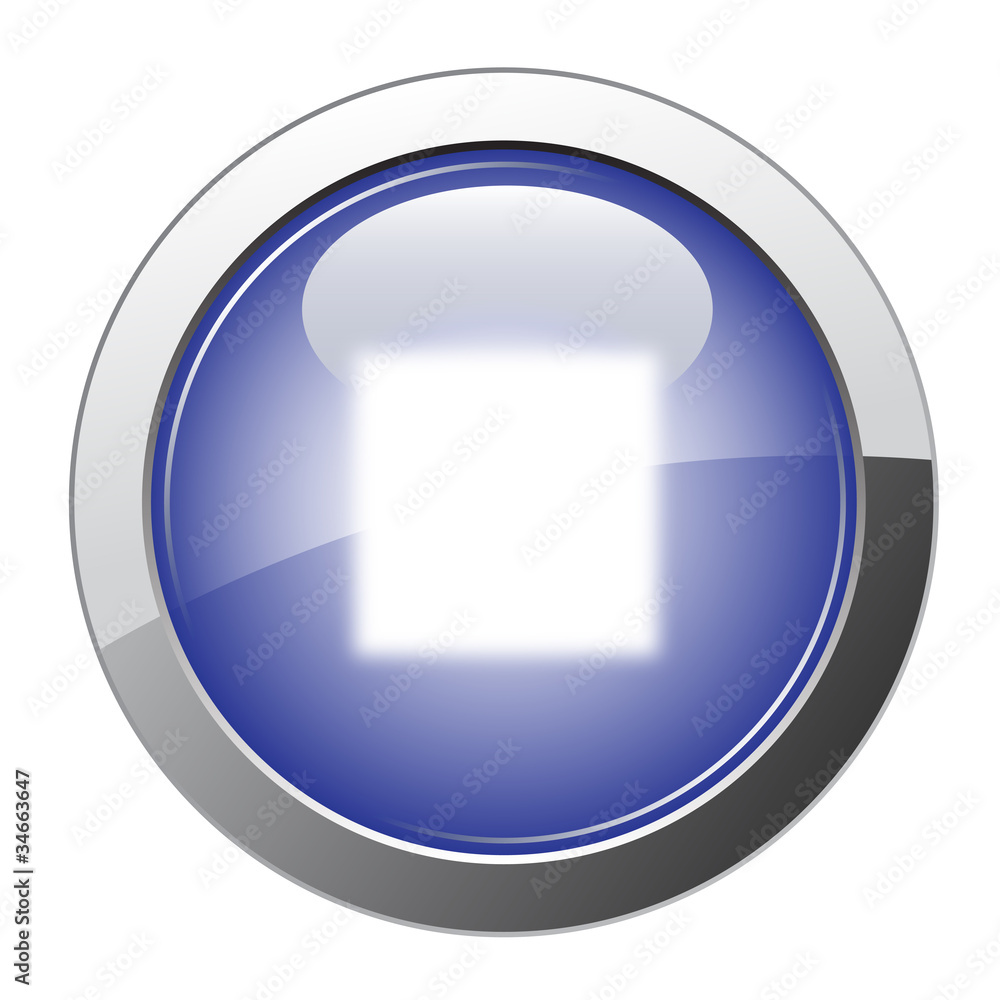 Blue Glossy Stop Button Blue Glossy Stop Button