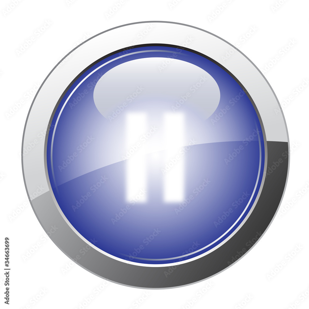 Blue Glossy Stop Button Blue Glossy Stop Button