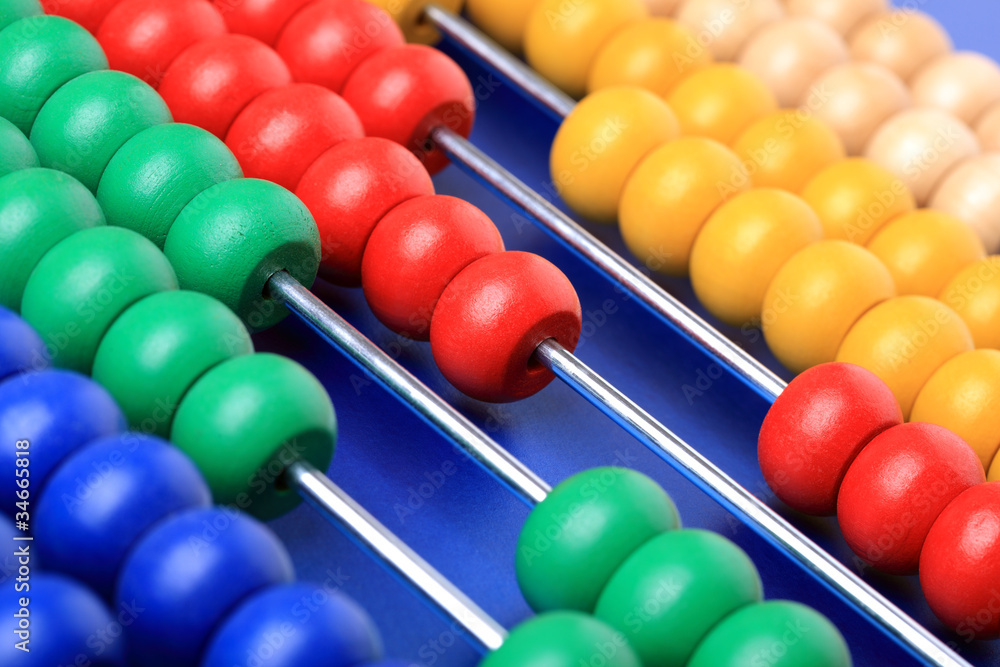 Abacus with coloured beads