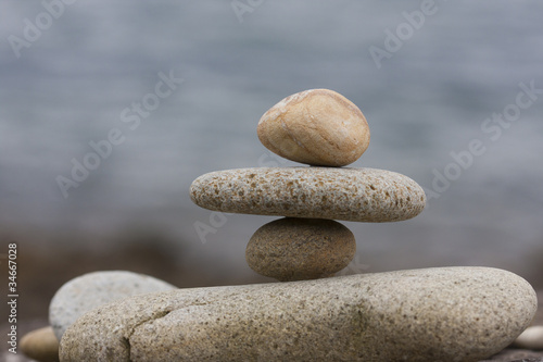 Photography many round stones on tower