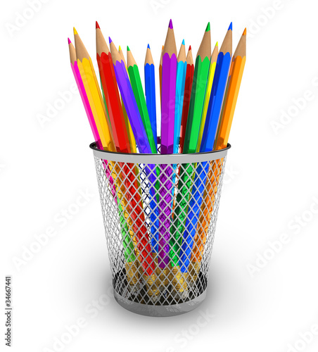 Color pencils in holder