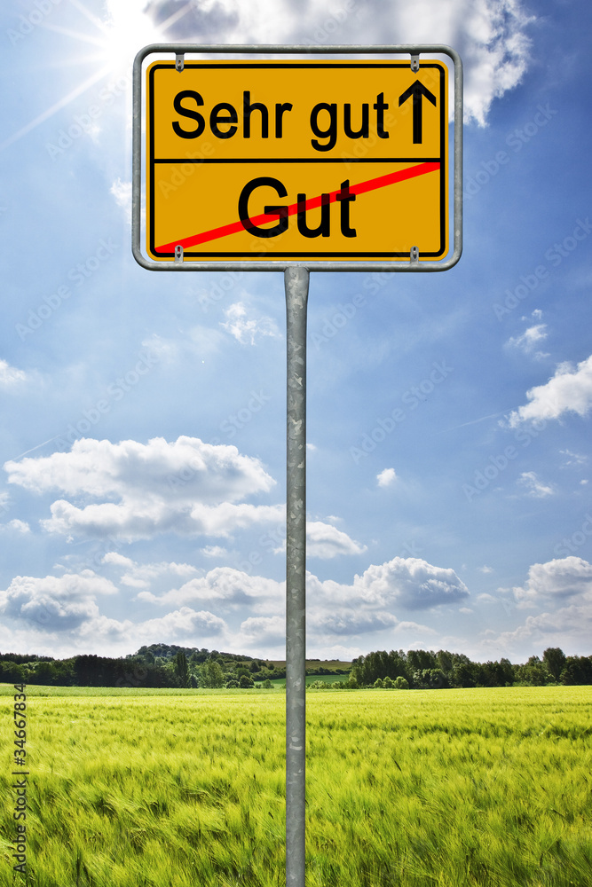 Obraz premium Sehr gut Ortsschild