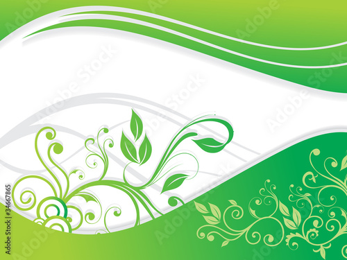 abstract green floral with wave