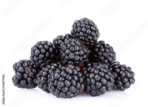 beautiful blackberries isolated on white