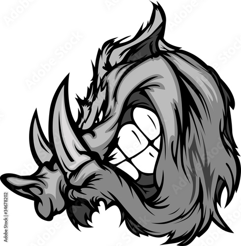 Boar Razorback Cartoon Face Illustration