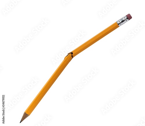 Broken pencil isolated on pure white