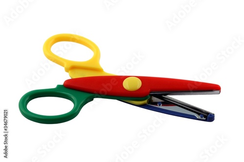 Colorful scissors isolated on pure white