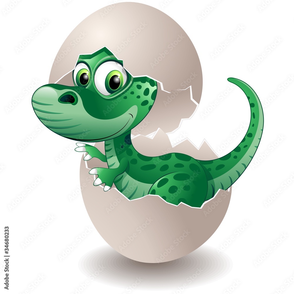 Naklejka premium Dinozaur Szczeniak w Dinozaurie Baby-Egg na jego wektor jaj
