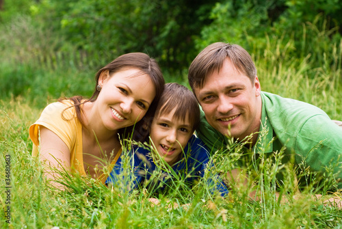 family at nature