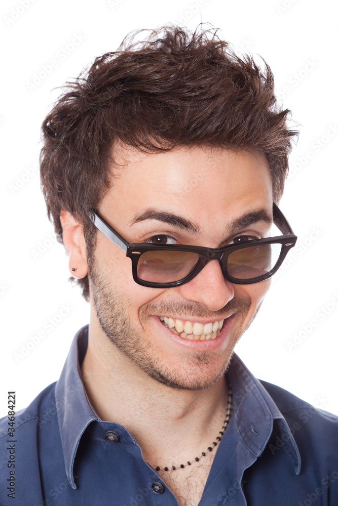 Smiling Young Man with Sunglasses Smiling Young Man with Sunglasses