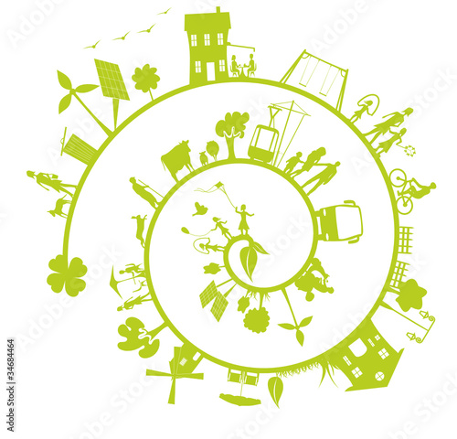 scène de vie dans un monde écologique