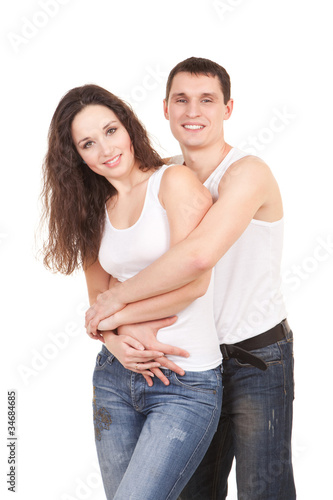 Happy couple on the white background