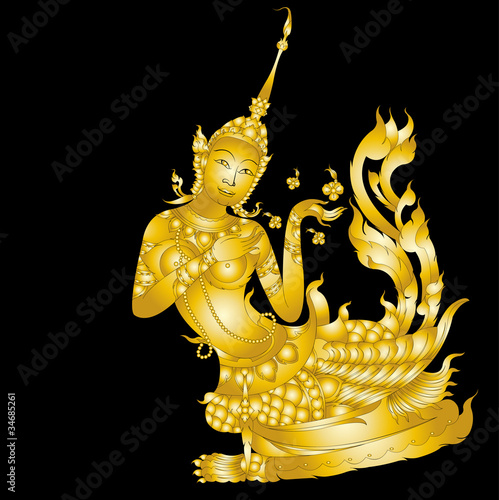 Kinnaree art ( Lai thai )