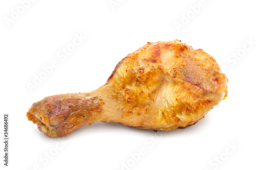 roasted chicken hen lag isolated on white