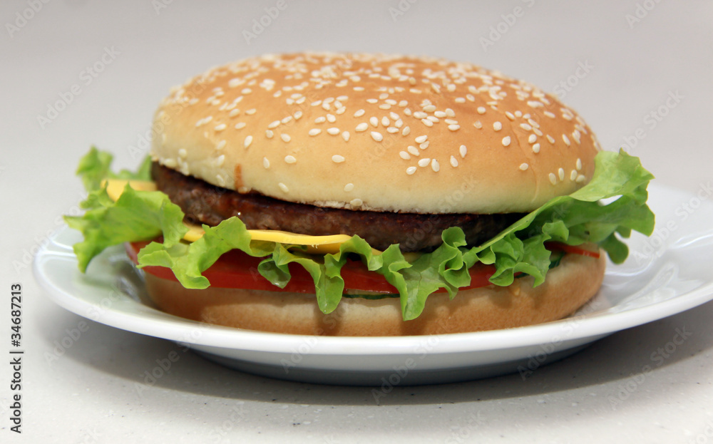 Tasty hamburger isolated on white background Tasty hamburger isolated on white background