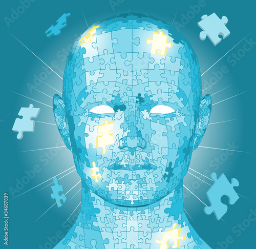 Jigsaw puzzle pieces head