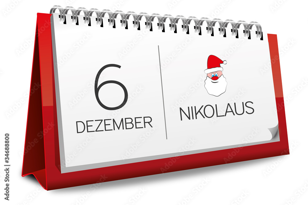 Kalender rot 6 Dezember Nikolaus Stock-Vektorgrafik  Adobe Stock