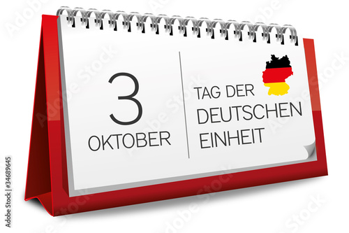 Kalender rot 3 Oktober Tag der Deutschen Einheit Deutschland