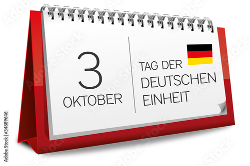 Kalender rot 3 Oktober Tag der Deutschen Einheit Flagge