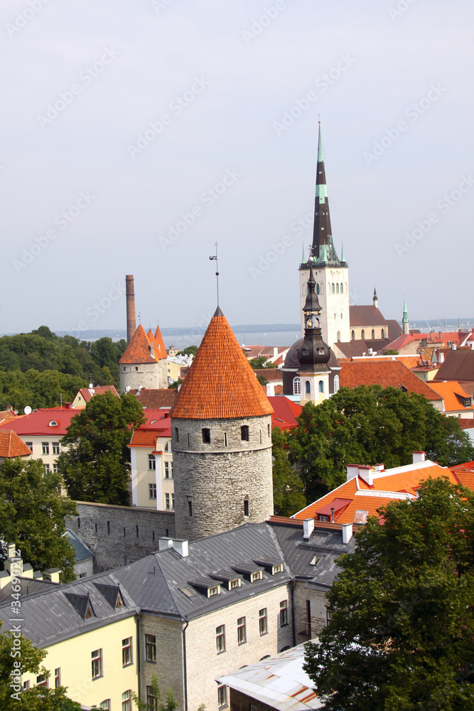 Old Tallinn panorama with Baltic sea