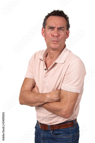 AttractiveMan Making Funny Silly Ooh Face with Arms Folded